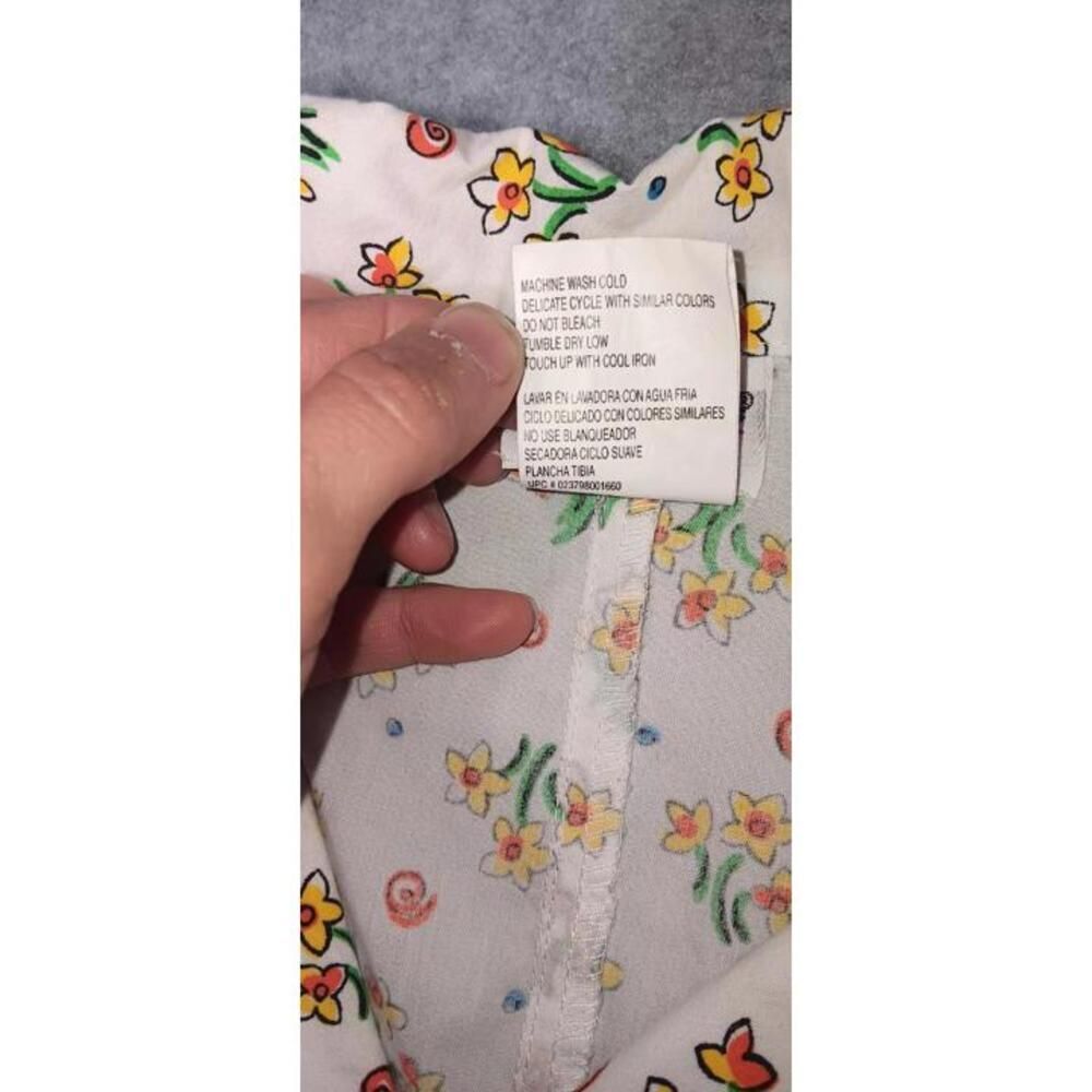 Bobbie Brooks Sleeveless Button Up Blouse Womens Size XL White Floral And Swirls - Picture 3 of 11